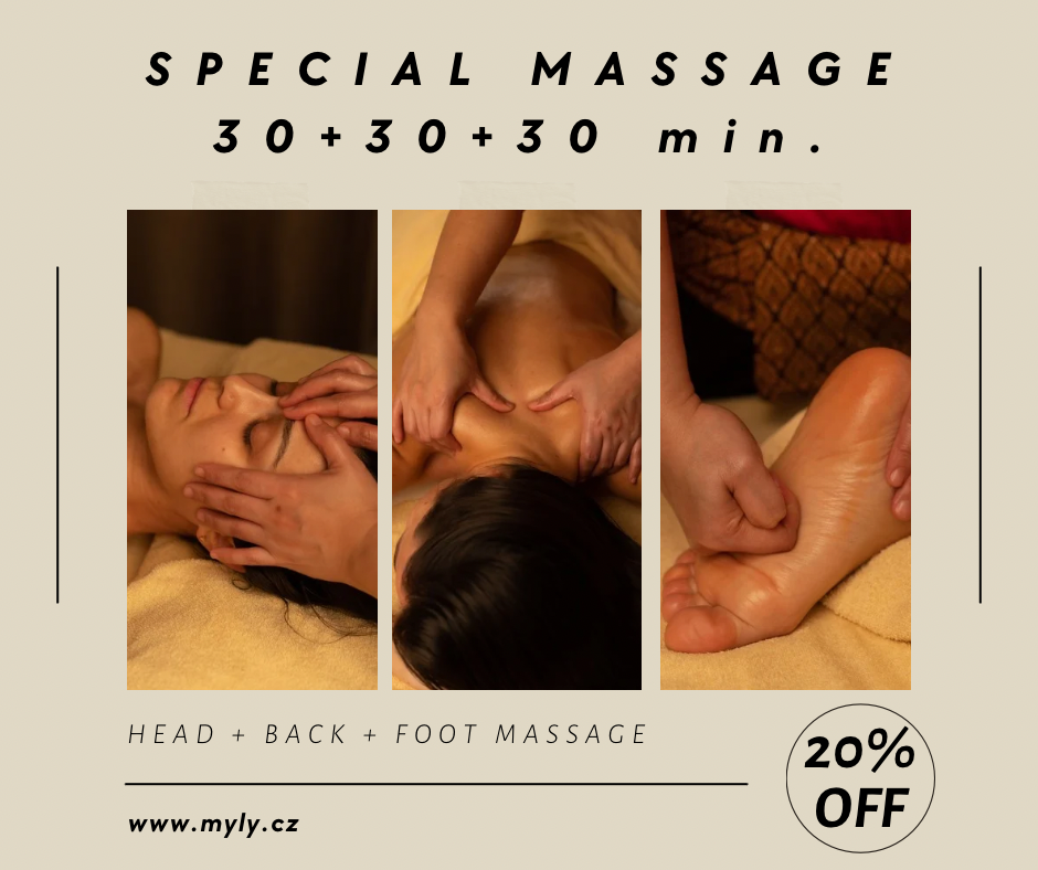 Special offer head back foot 30' min 30' min 30' min 30' min massage